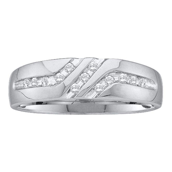 14kt White Gold Men's Round Diamond 5mm Wedding Anniversary Band Ring 1/8 Cttw - FREE Shipping (US/CAN)-Gold & Diamond Wedding Jewelry-8-JadeMoghul Inc.