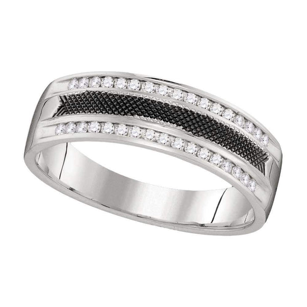 14kt White Gold Men's Round Diamond Black-tone Wedding Anniversary Band Ring 1/4 Cttw - FREE Shipping (US/CAN)-Gold & Diamond Wedding Jewelry-8-JadeMoghul Inc.