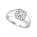 14kt White Gold Men's Round Diamond Cluster Ring 1/2 Cttw - FREE Shipping (US/CAN)-Gold & Diamond Men Rings-8-JadeMoghul Inc.