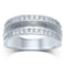 14kt White Gold Mens Round Diamond Double Row Textured Wedding Band Ring 1.00 Cttw-Gold & Diamond Wedding Jewelry-JadeMoghul Inc.