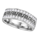 14kt White Gold Men's Round Diamond Grecco Wedding Band Ring 1/4 Cttw - FREE Shipping (US/CAN)-Gold & Diamond Wedding Jewelry-8-JadeMoghul Inc.