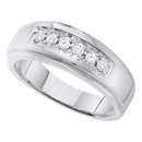 14kt White Gold Mens Round Diamond Single Row Polished Wedding Band Ring 1/4 Cttw - FREE Shipping (US/CAN)-Gold & Diamond Wedding Jewelry-9.5-JadeMoghul Inc.