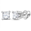 14kt White Gold Unisex Princess Diamond Solitaire Stud Earrings 1-2 Cttw - FREE Shipping (US/CAN)-Gold & Diamond Earrings-JadeMoghul Inc.