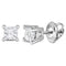 14kt White Gold Unisex Princess Diamond Solitaire Stud Earrings 1-4 Cttw - FREE Shipping (USA/CAN)-Gold & Diamond Earrings-JadeMoghul Inc.