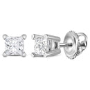 14kt White Gold Unisex Princess Diamond Solitaire Stud Earrings 1-5 Cttw - FREE Shipping (US/CAN)-Gold & Diamond Earrings-JadeMoghul Inc.