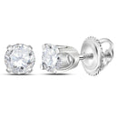 14kt White Gold Unisex Round Diamond Solitaire Stud Earrings 1-4 Cttw - FREE Shipping (USA/CAN)-Gold & Diamond Earrings-JadeMoghul Inc.