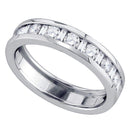 14kt White Gold Women's Alternating Round Baguette Diamond Single Row Wedding Band 1.00 Cttw - FREE Shipping (US/CAN)-Gold & Diamond Wedding Jewelry-5-JadeMoghul Inc.