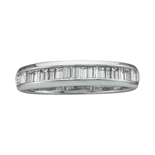 14kt White Gold Women's Baguette Diamond Wedding Anniversary Band 1/2 Cttw - FREE Shipping (US/CAN)-Gold & Diamond Wedding Jewelry-5-JadeMoghul Inc.