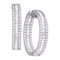 14kt White Gold Women's Baguette Round Diamond Inside Outside Hoop Earrings 3-1-2 Cttw - FREE Shipping (US/CAN)-Gold & Diamond Earrings-JadeMoghul Inc.