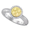 14kt White Gold Women's Canary Yellow Diamond Circle Cluster Ring 1/2 Cttw-Gold & Diamond Rings-JadeMoghul Inc.