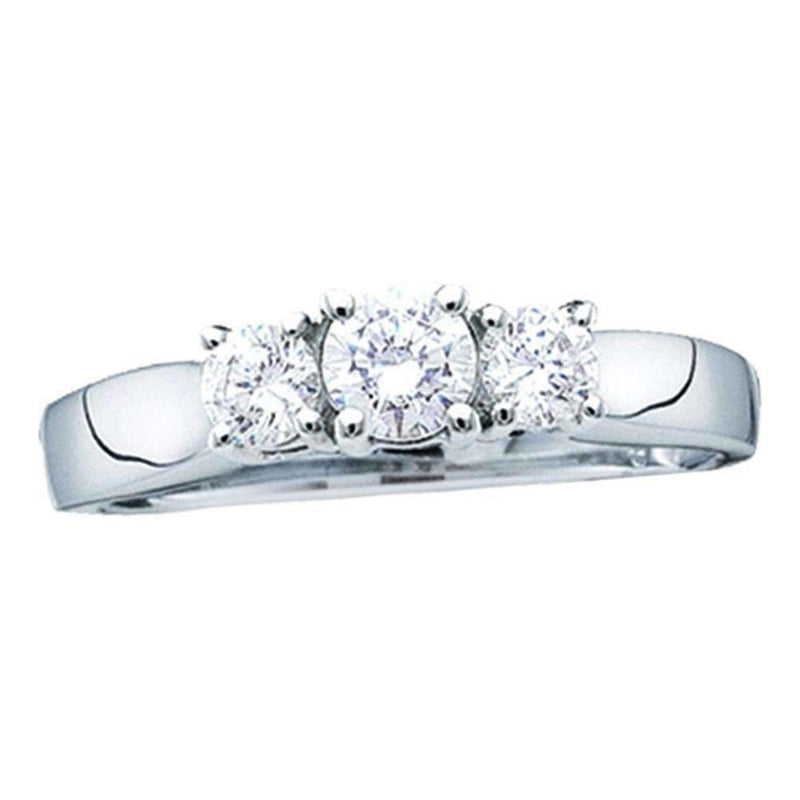 14kt White Gold Women's Diamond 3-stone Bridal Wedding Engagement Ring 1/4 Cttw - FREE Shipping (US/CAN)-Gold & Diamond Engagement & Anniversary Rings-6.5-JadeMoghul Inc.