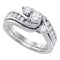 14kt White Gold Women's Diamond 3-stone Bridal Wedding Engagement Ring Band Set 1.00 Cttw - FREE Shipping (US/CAN)-Gold & Diamond Wedding Ring Sets-5-JadeMoghul Inc.