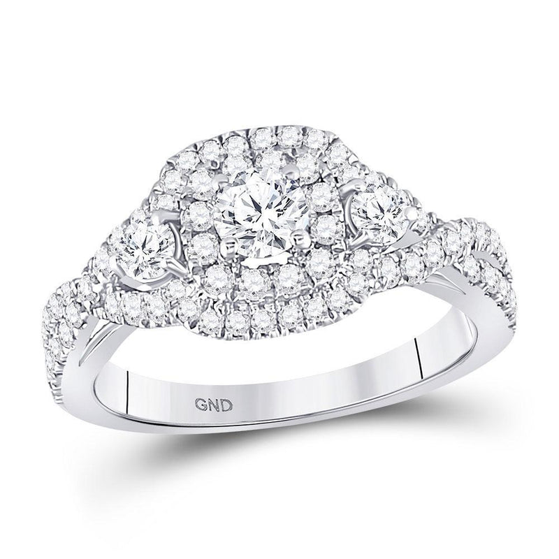 14kt White Gold Women's Diamond 3-stone Twist Bridal or Engagement Ring 1.00 Cttw-Gold & Diamond Wedding Jewelry-JadeMoghul Inc.