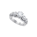 14kt White Gold Women's Diamond Bridal or Engagement Ring Band Set 1-5/8 Cttw-Gold & Diamond Wedding Jewelry-JadeMoghul Inc.