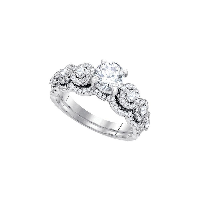 14kt White Gold Women's Diamond Bridal or Engagement Ring Band Set 1-5/8 Cttw-Gold & Diamond Wedding Jewelry-JadeMoghul Inc.