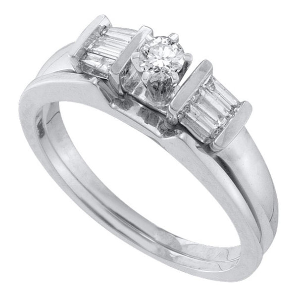 14kt White Gold Women's Diamond Bridal or Engagement Ring Band Set 1/4 Cttw-Gold & Diamond Wedding Jewelry-JadeMoghul Inc.
