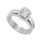 14kt White Gold Women's Diamond Cluster Amour Bridal Wedding Engagement Ring Band Set 1/2 Cttw - FREE Shipping (US/CAN)-Gold & Diamond Wedding Ring Sets-5-JadeMoghul Inc.