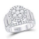 14kt White Gold Women's Diamond Cluster Bridal or Engagement Ring 1-7/8 Cttw-Gold & Diamond Wedding Jewelry-JadeMoghul Inc.