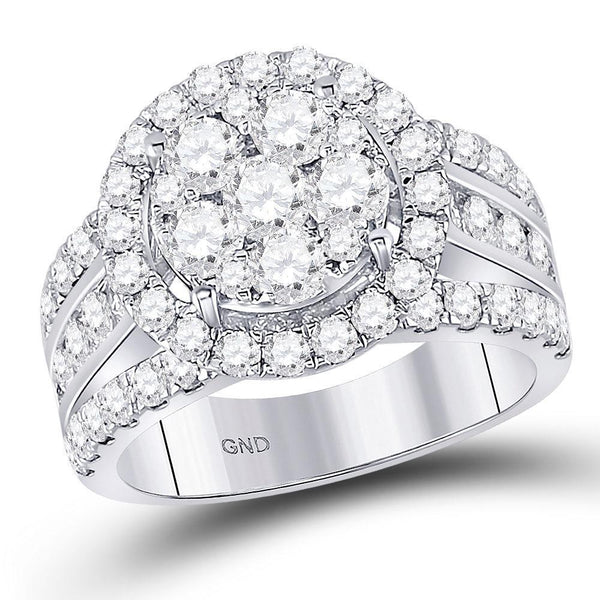 14kt White Gold Women's Diamond Cluster Bridal or Engagement Ring 2.00 Cttw-Gold & Diamond Wedding Jewelry-JadeMoghul Inc.