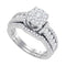 14kt White Gold Women's Diamond Cluster Bridal or Engagement Ring Band Set 1-3/8 Cttw-Gold & Diamond Wedding Jewelry-JadeMoghul Inc.