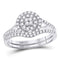 14kt White Gold Women's Diamond Cluster Bridal or Engagement Ring Band Set 1/2 Cttw-Gold & Diamond Wedding Jewelry-JadeMoghul Inc.
