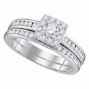 14kt White Gold Women's Diamond Cluster Bridal or Engagement Ring Band Set 5/8 Cttw-Gold & Diamond Wedding Jewelry-JadeMoghul Inc.