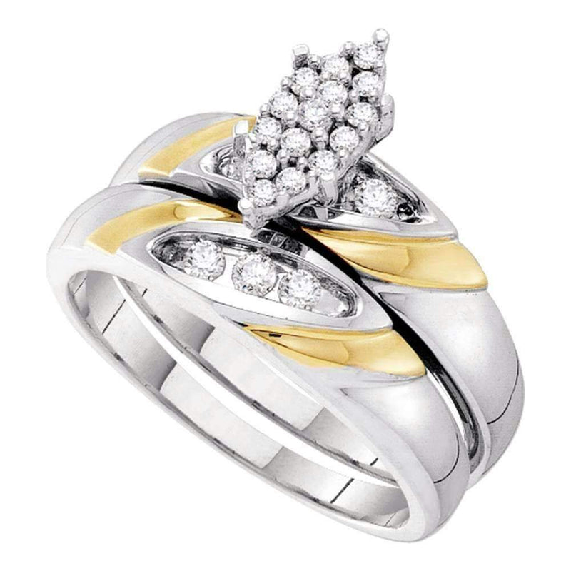 14kt White Gold Women's Diamond Cluster Bridal Wedding Engagement Ring Band Set 1/4 Cttw - FREE Shipping (US/CAN)-Wedding Jewelry-6.5-JadeMoghul Inc.