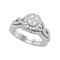 14kt White Gold Women's Diamond Cluster Bridal Wedding Engagement Ring Band Set 7/8 Cttw - FREE Shipping (US/CAN)-Gold & Diamond Wedding Ring Sets-7-JadeMoghul Inc.