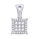 14kt White Gold Women's Diamond Cluster Pendant 1/2 Cttw-Gold & Diamond Pendants & Necklaces-JadeMoghul Inc.