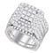 14kt White Gold Women's Diamond Cluster Wedding Bridal Ring Set 4.00 Cttw - FREE Shipping (US/CAN)-Gold & Diamond Wedding Ring Sets-5.5-JadeMoghul Inc.