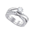 14kt White Gold Women's Diamond Elevated Bridal or Engagement Ring Band Set 1.00 Cttw-Gold & Diamond Wedding Jewelry-JadeMoghul Inc.