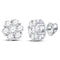 14kt White Gold Women's Diamond Flower Cluster Earrings 2-1/2 Cttw-Gold & Diamond Earrings-JadeMoghul Inc.