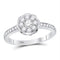 14kt White Gold Women's Diamond Flower Cluster Ring-Rings And Bands-JadeMoghul Inc.