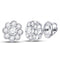 14kt White Gold Women's Diamond Flower Solitaire Stud Earrings 1/4 Cttw-Gold & Diamond Earrings-JadeMoghul Inc.