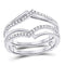 14kt White Gold Women's Diamond Pointed Ring Guard Wedding Enhancer Band 1/5 Cttw-Gold & Diamond Rings-JadeMoghul Inc.