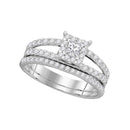 14kt White Gold Women's Diamond Princess Bridal Wedding Engagement Ring Band Set 1.00 Cttw - FREE Shipping (US/CAN)-Gold & Diamond Wedding Ring Sets-5-JadeMoghul Inc.