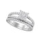 14kt White Gold Women's Diamond Princess Bridal Wedding Engagement Ring Band Set 1.00 Cttw - FREE Shipping (US/CAN)-Gold & Diamond Wedding Ring Sets-5-JadeMoghul Inc.