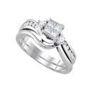 14kt White Gold Women's Diamond Princess Bridal Wedding Engagement Ring Band Set 1/2 Cttw - FREE Shipping (US/CAN)-Gold & Diamond Wedding Ring Sets-5-JadeMoghul Inc.