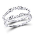 14kt White Gold Women's Diamond Ring Guard Enhancer Wedding Band 1/3 Cttw-Gold & Diamond Rings-JadeMoghul Inc.