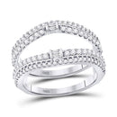 14kt White Gold Women's Diamond Ring Guard Enhancer Wedding Band 3/4 Cttw-Gold & Diamond Rings-JadeMoghul Inc.