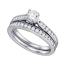 14kt White Gold Women's Diamond Round Bridal Wedding Engagement Ring Band Set 1.00 Cttw - FREE Shipping (US/CAN)-Gold & Diamond Wedding Ring Sets-5-JadeMoghul Inc.