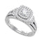 14kt White Gold Women's Diamond Round Double Halo Bridal Wedding Engagement Ring Band Set 1 Cttw - FREE Shipping (US/CAN)-Gold & Diamond Wedding Ring Sets-5-JadeMoghul Inc.