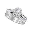 14kt White Gold Women's Diamond Round Halo Bridal Wedding Engagement Ring Band Set 1.00 Cttw - FREE Shipping (US/CAN)-Gold & Diamond Wedding Ring Sets-5-JadeMoghul Inc.