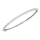14kt White Gold Women's Diamond Single Row Bangle Bracelet 2.00 Cttw-Gold & Diamond Bracelets-JadeMoghul Inc.