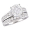 14kt White Gold Women's Diamond Soleil Cluster Bridal Wedding Engagement Ring Band Set 1/2 Cttw - FREE Shipping (US/CAN)-Gold & Diamond Wedding Ring Sets-5-JadeMoghul Inc.