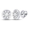 14kt White Gold Women's Diamond Solitaire Circle Frame Stud Earrings 1/4 Cttw-Gold & Diamond Earrings-JadeMoghul Inc.