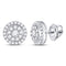 14kt White Gold Women's Diamond Solitaire Cluster Stud Earrings 1/2 Cttw-Gold & Diamond Earrings-JadeMoghul Inc.
