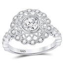 14kt White Gold Women's Diamond Solitaire Milgrain Bridal or Engagement Ring 1.00 Cttw-Gold & Diamond Wedding Jewelry-JadeMoghul Inc.