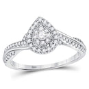 14kt White Gold Women's Diamond Teardrop Cluster Engagement Ring-Gold & Diamond Wedding Jewelry-6.5-JadeMoghul Inc.