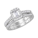 14kt White Gold Women's Emerald Diamond Bridal Wedding Engagement Ring Band Set 1.00 Cttw - FREE Shipping (US/CAN)-Gold & Diamond Wedding Ring Sets-7.5-JadeMoghul Inc.